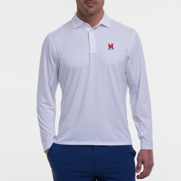 UNIVERSITY OF MARYLAND | DRADDY SPORT LEE LONG-SLEEVE POLO | COLLEGIATE - B.Draddy WHITE / SML UNIVERSITY OF MARYLAND | DRADDY SPORT LEE LONG-SLEEVE POLO | COLLEGIATE