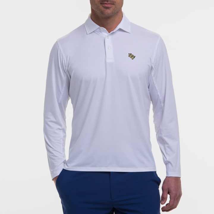UNIVERSITY OF CENTRAL FLORIDA | DRADDY SPORT LEE LONG-SLEEVE POLO | COLLEGIATE - B.Draddy WHITE / SML UNIVERSITY OF CENTRAL FLORIDA | DRADDY SPORT LEE LONG-SLEEVE POLO | COLLEGIATE