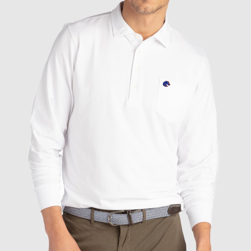 B.Draddy Clothing WHITE / SML BOISE STATE | JACK LONG-SLEEVE POLO | COLLEGIATE