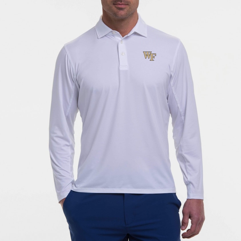 B.Draddy WHITE / SML Wake Forest DRADDY SPORT LEE LONG-SLEEVE POLO